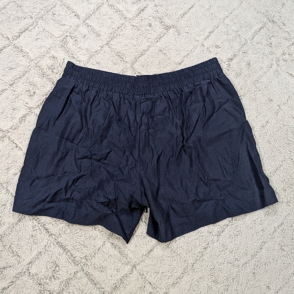 Vince Shorts Women's M Blue Navy Cupro Cotton Tie Waist Comfy Casual Pockets 4.5 - Picture 8 of 8